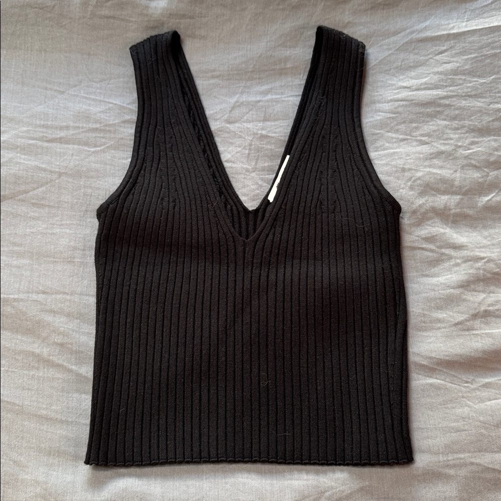 Madewell Black Ribbed Knit Top